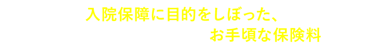 入院保障に目的をしぼった、家計の負担にならないお手頃な保険料